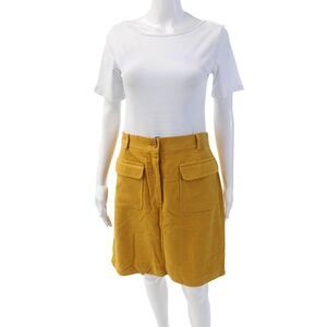 Blues Club Womens Cotton Zippered Mid-Rise Straight Skirt Yellow Size M